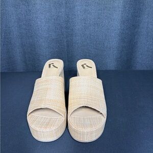 Report Tan Woven Platform Heels